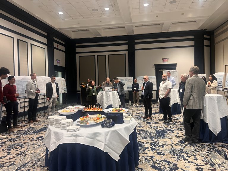 A wide view of the poster presentation area